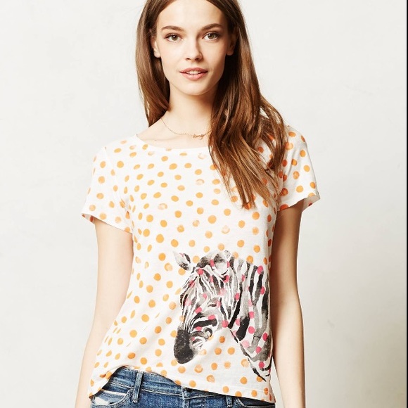 Anthropologie Tops - Anthropologie Zebra Graphic Watercolor Chatty Tee